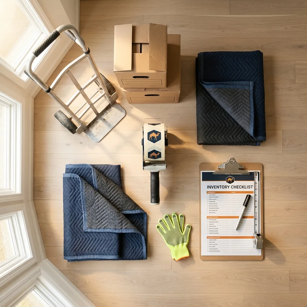 Professional moving supplies and packing materials layout for New Baltimore residential relocations